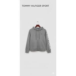 Tommy Hilfiger Sport Women’s Metallic Logo Jacket Pants Set Outfit L Large Gray